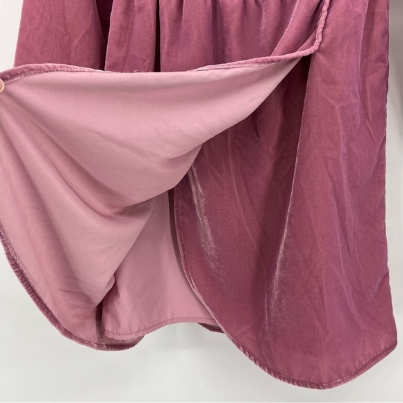 J. Crew Factory Pink Velvet Tulip-Hem Long Sleeve Dress - Picture 5 of 9